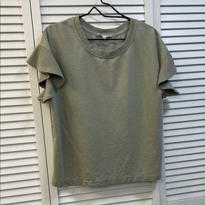 Jane Delancey Women's Light Olive Green Ruffle Sleeve Top Blouse Size Large